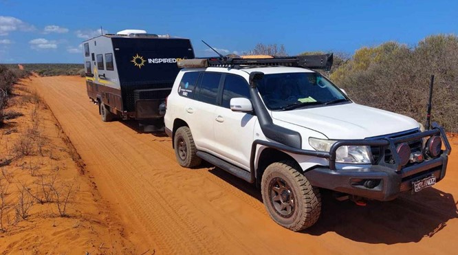 4WD car with off road caravan
