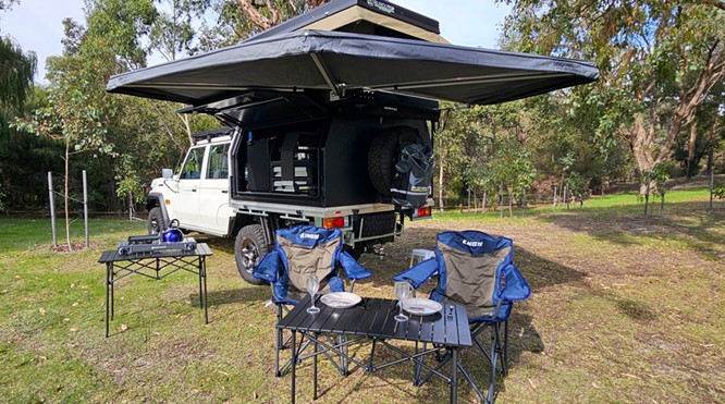 Landcruiser with electric roof tent